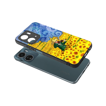 Starry Strings sleek vivo y16 cover with tempered glass back and TPU edges