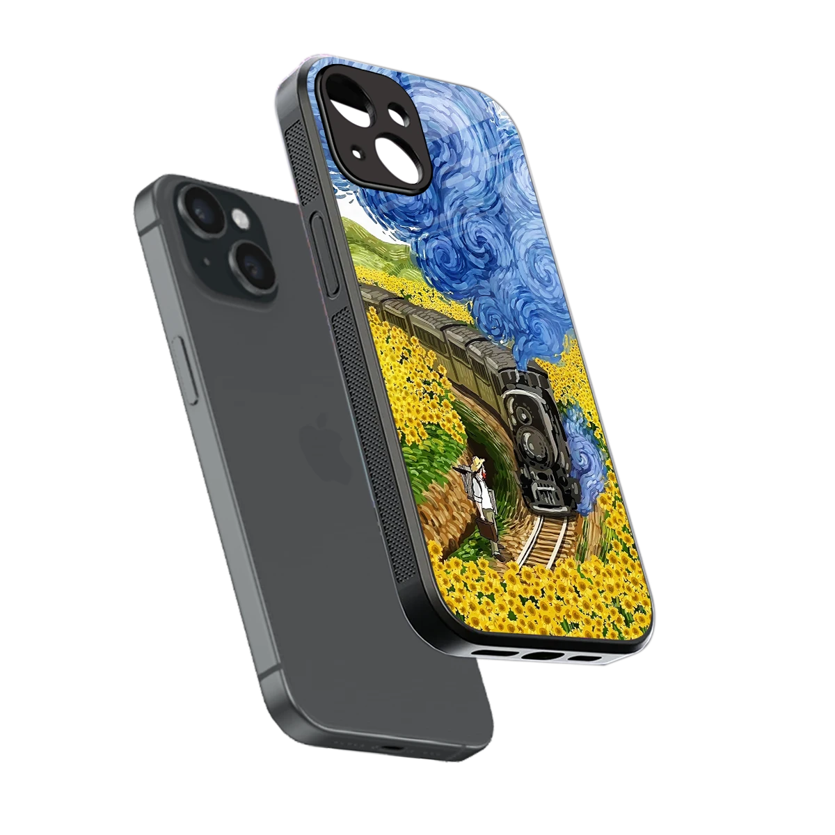 Starry Wait sleek iphone 13 cover with tempered glass back and TPU edges