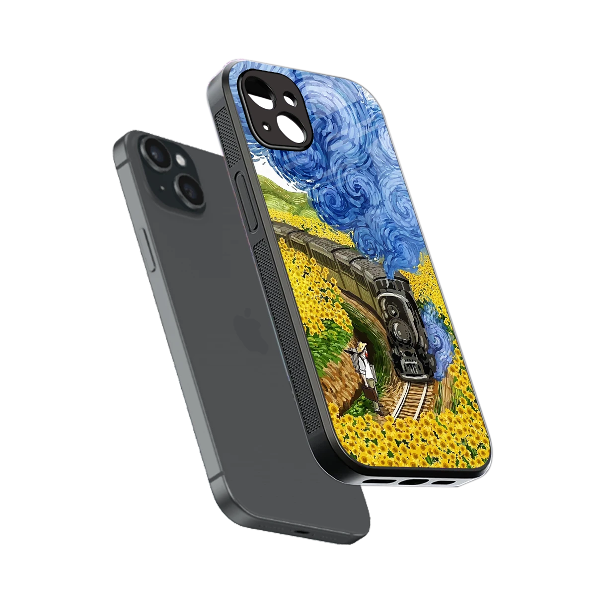 Starry Wait sleek iphone 14 plus cover with tempered glass back and TPU edges
