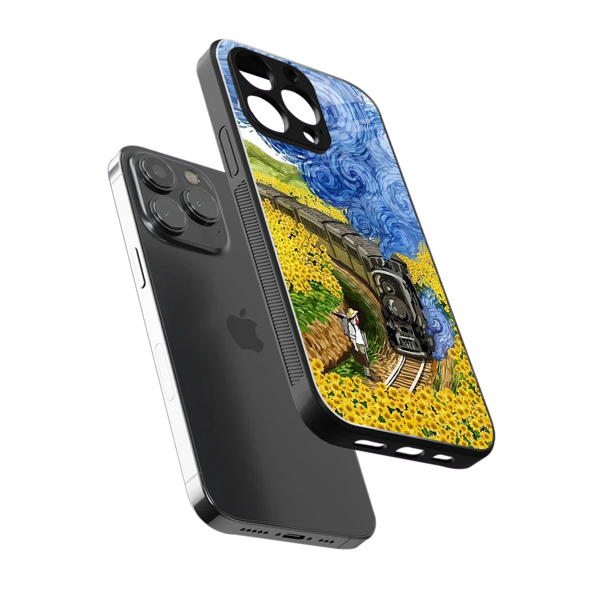 Starry Wait sleek iphone 15 pro max cover with tempered glass back and TPU edges