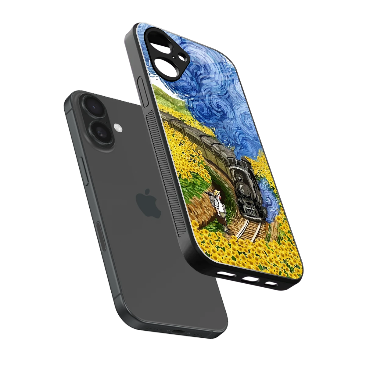 Starry Wait sleek iPhone 16 cover with tempered glass back and TPU edges