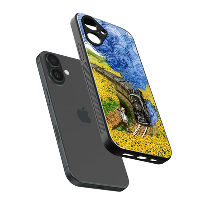 Starry Wait sleek iPhone 16 cover with tempered glass back and TPU edges