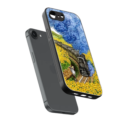 Starry Wait sleek iphone 16e cover with tempered glass back and TPU edges
