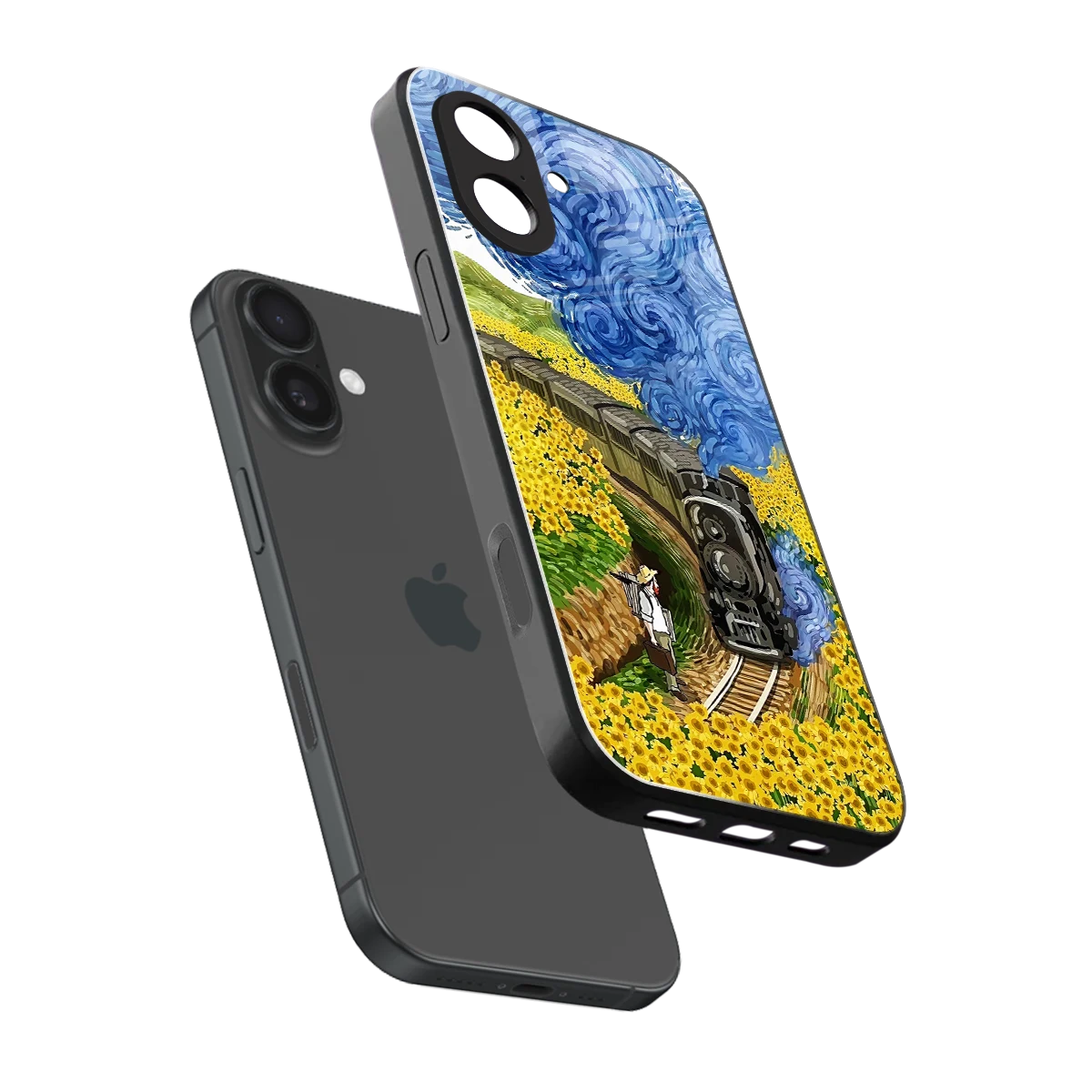 Starry Wait sleek iphone 17 cover with tempered glass back and TPU edges