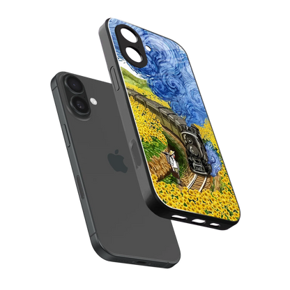 Starry Wait sleek iphone 17 cover with tempered glass back and TPU edges