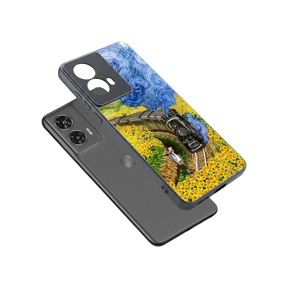 Starry Wait sleek motorola edge 50 fusion cover with tempered glass back and TPU edges