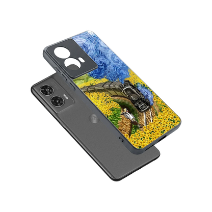 Starry Wait sleek motorola edge 50 fusion cover with tempered glass back and TPU edges