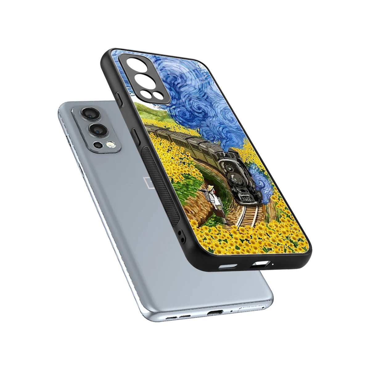 Starry Wait sleek oneplus nord 2 cover with tempered glass back and TPU edges