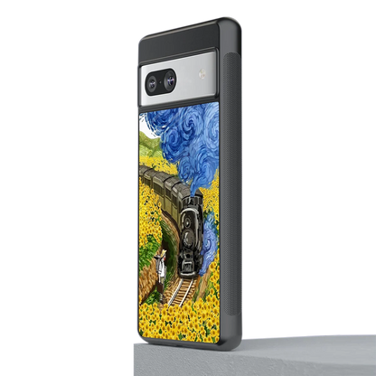 Starry Wait stylish phone case for google pixel 7a | glossy glass and slim fit