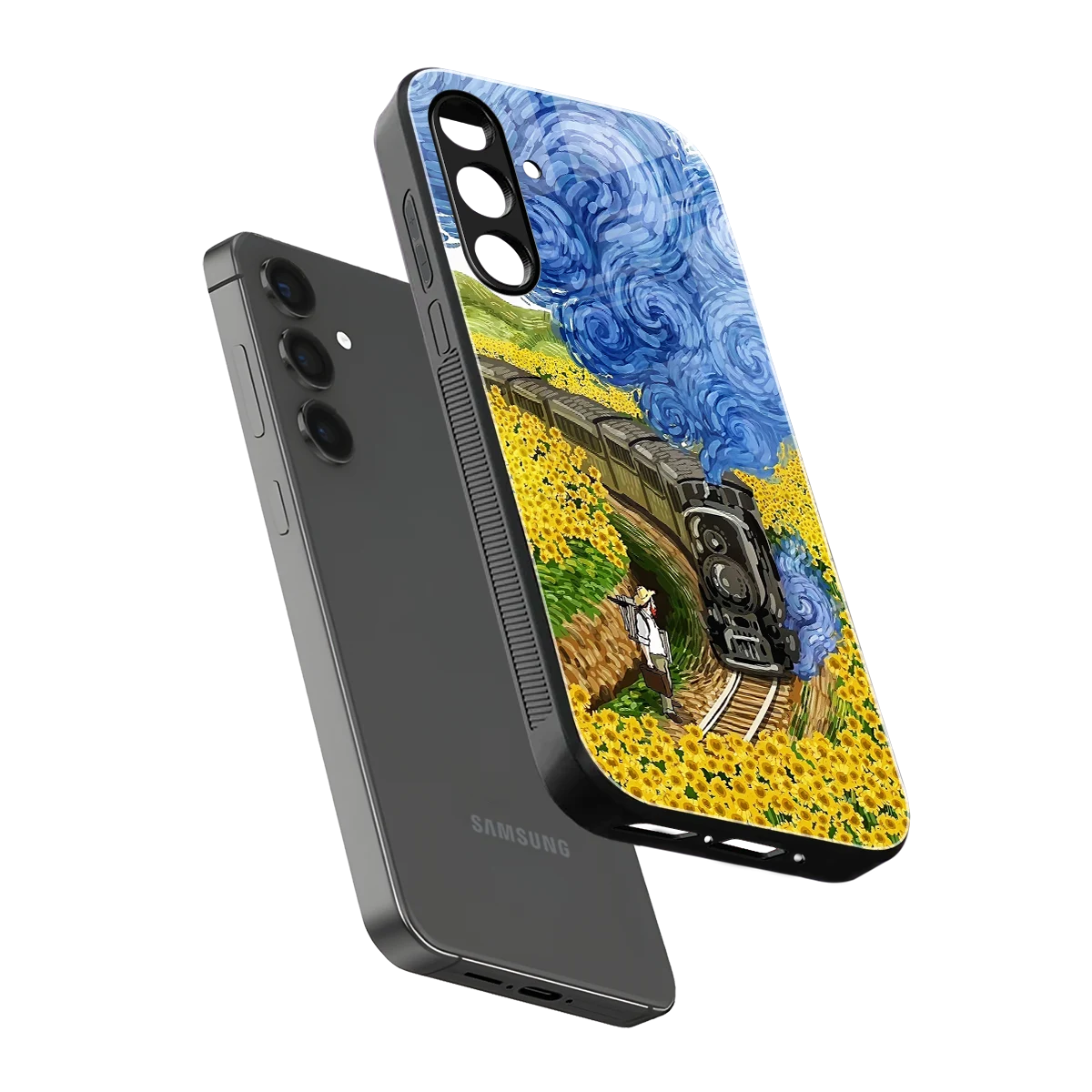 Starry Wait sleek samsung galaxy a55 5g cover with tempered glass back and TPU edges