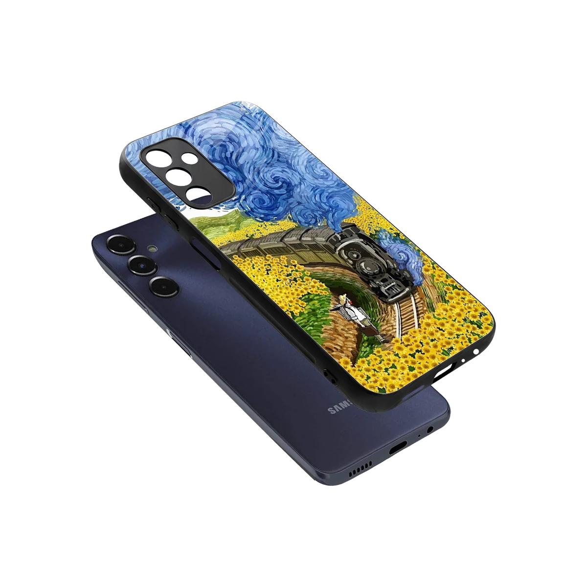 Starry Wait sleek samsung galaxy m14 5g cover with tempered glass back and TPU edges