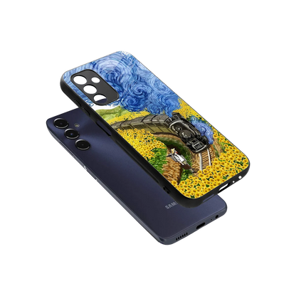 Starry Wait sleek samsung galaxy m14 5g cover with tempered glass back and TPU edges