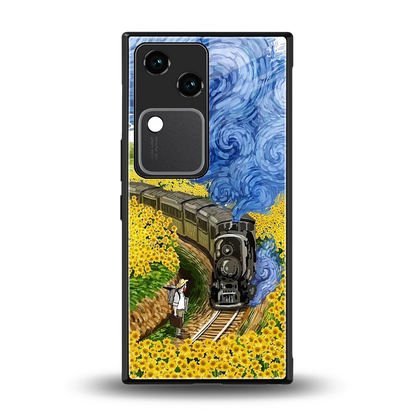 Starry Wait back phone cover | glass case for vivo v30