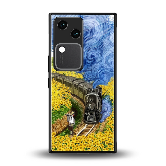 Starry Wait back phone cover | glass case for vivo v30