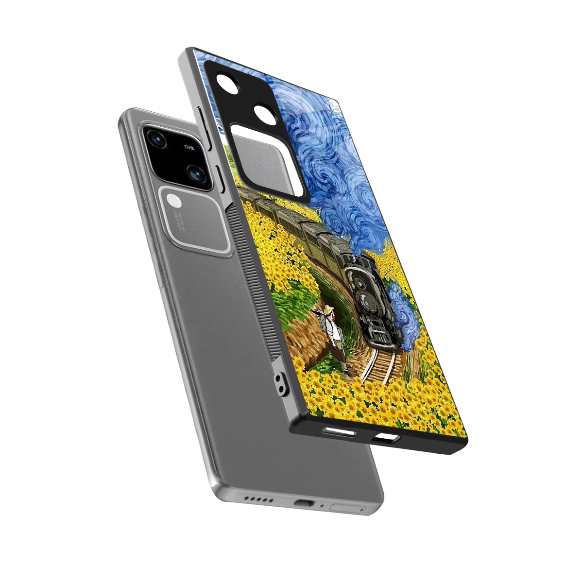 Starry Wait sleek vivo v30 cover with tempered glass back and TPU edges