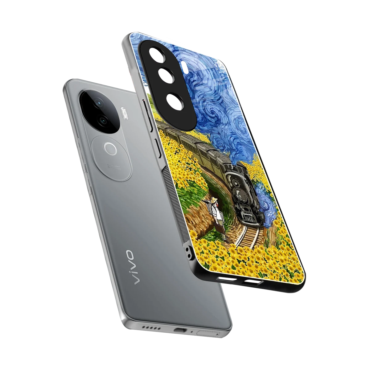 Starry Wait sleek vivo v40e cover with tempered glass back and TPU edges