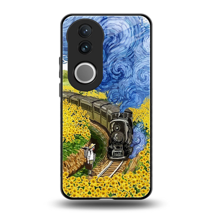 Starry Wait back phone cover | glass case for vivo v50