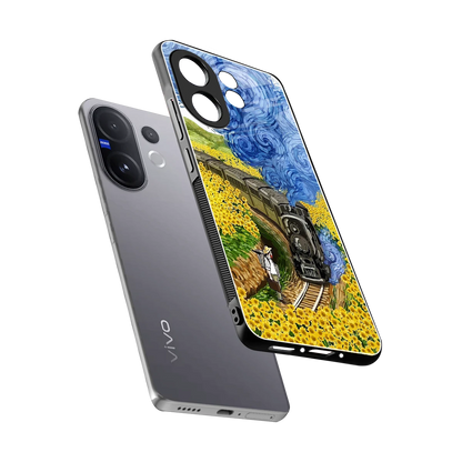 Starry Wait sleek vivo v60 cover with tempered glass back and TPU edges