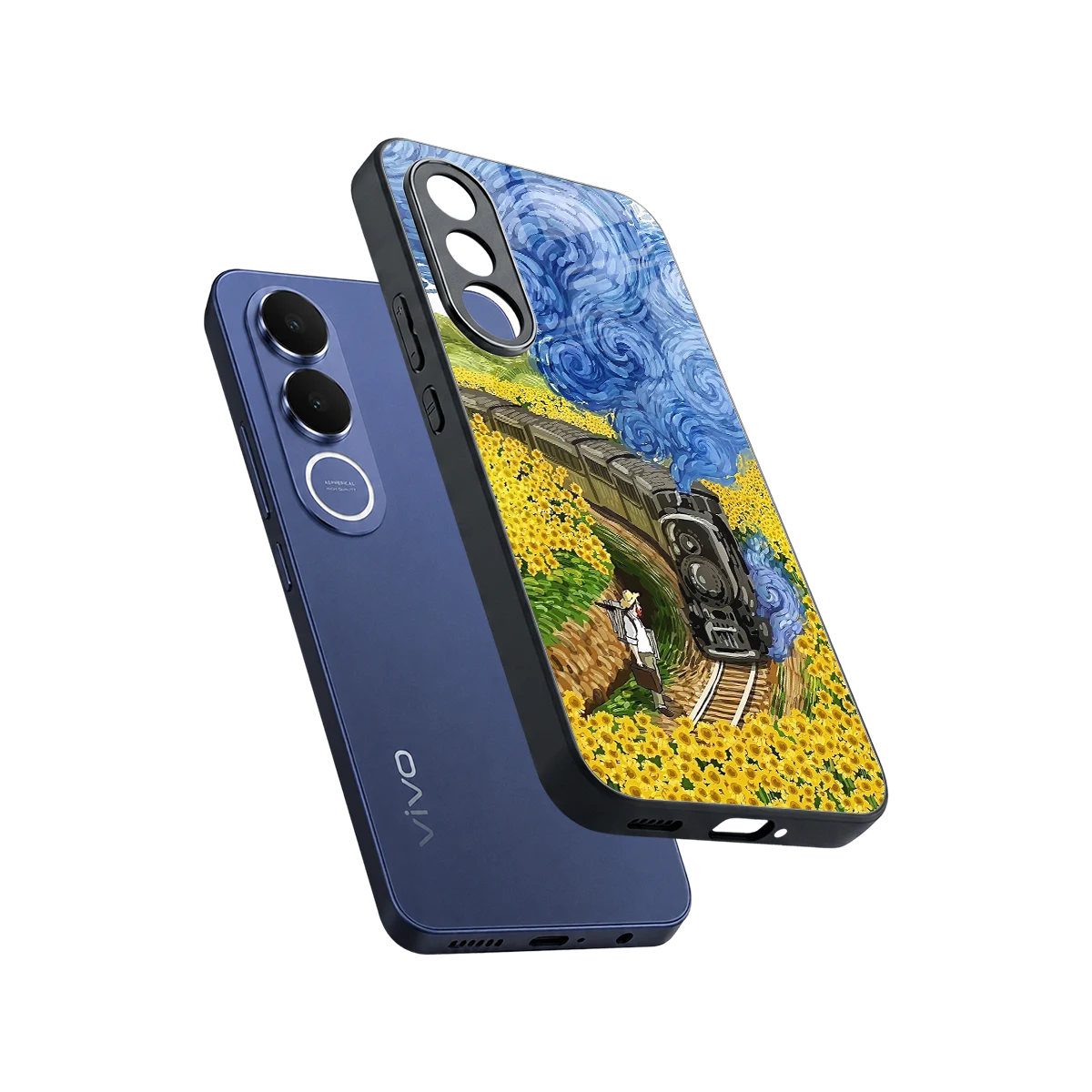 Starry Wait sleek vivo v70 fe cover with tempered glass back and TPU edges