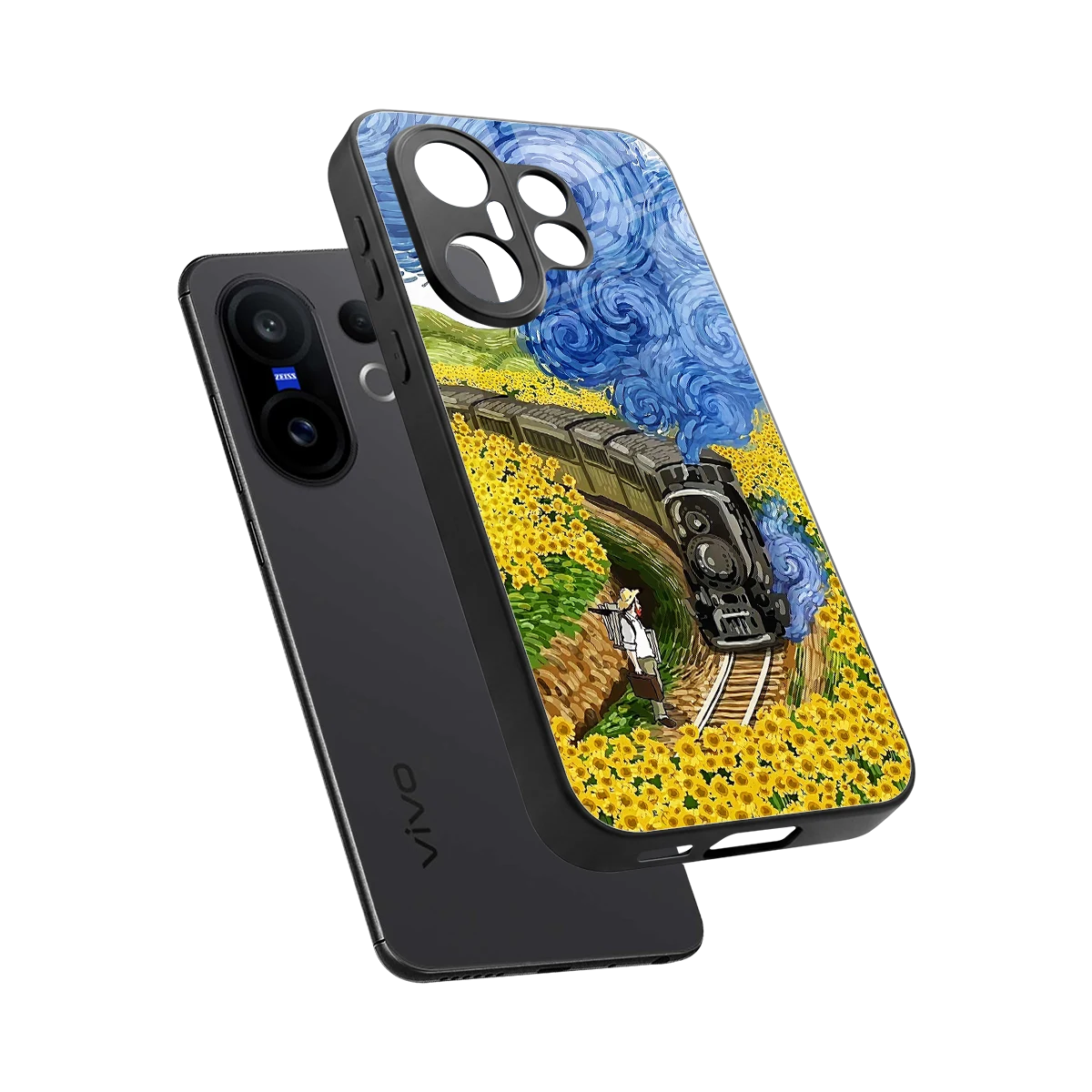 Starry Wait sleek vivo x200 fe cover with tempered glass back and TPU edges