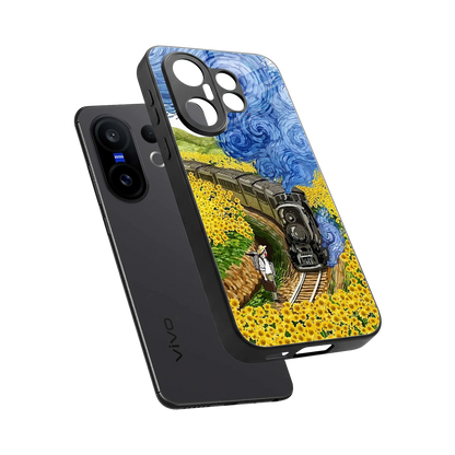 Starry Wait sleek vivo x200 fe cover with tempered glass back and TPU edges