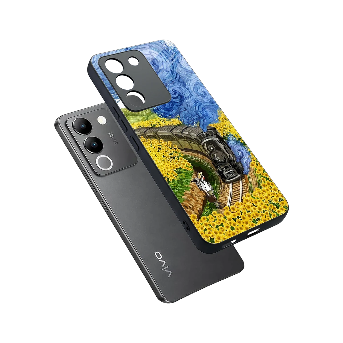 Starry Wait sleek vivo y200 5g cover with tempered glass back and TPU edges