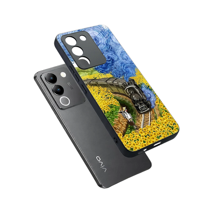 Starry Wait sleek vivo y200 5g cover with tempered glass back and TPU edges