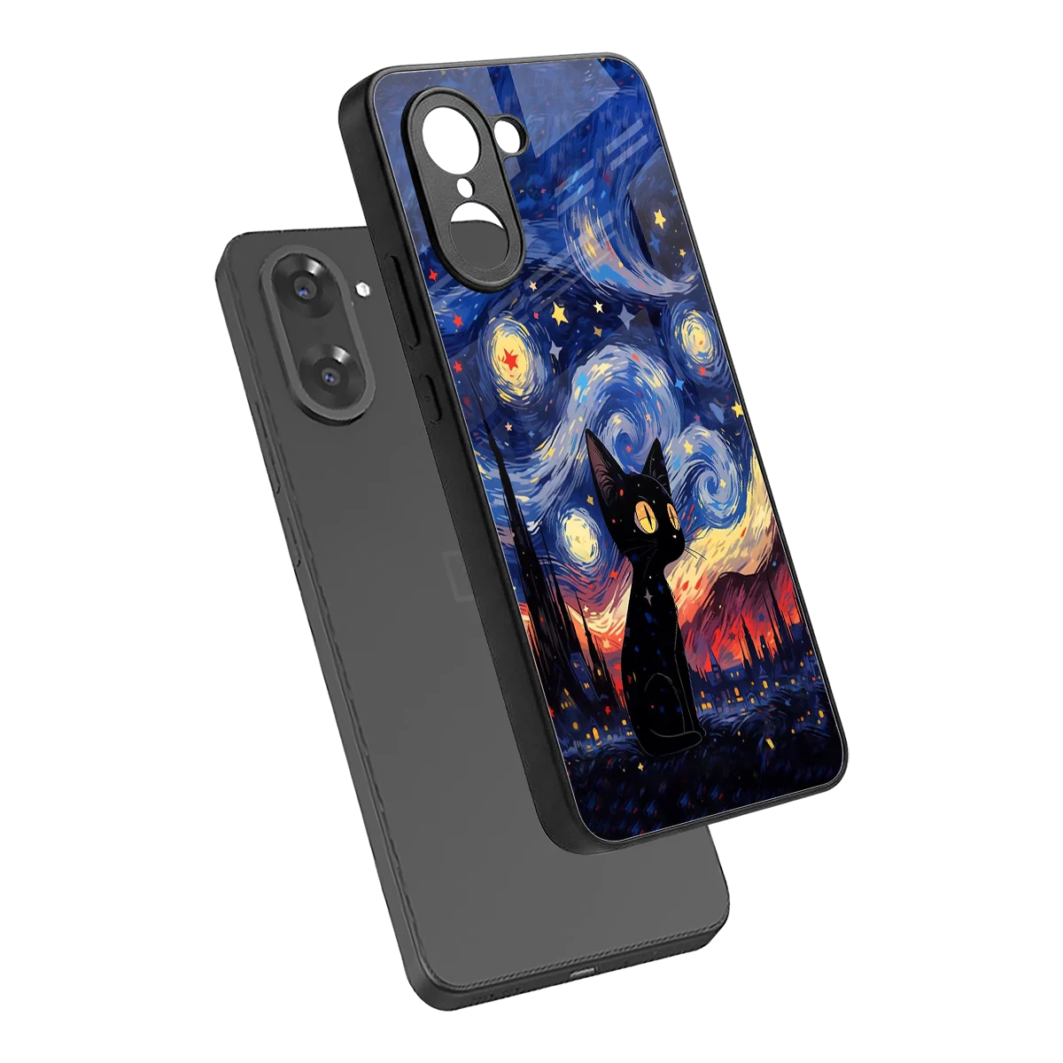 Starry Whiskers sleek oneplus nord ce5 5g cover with tempered glass back and TPU edges