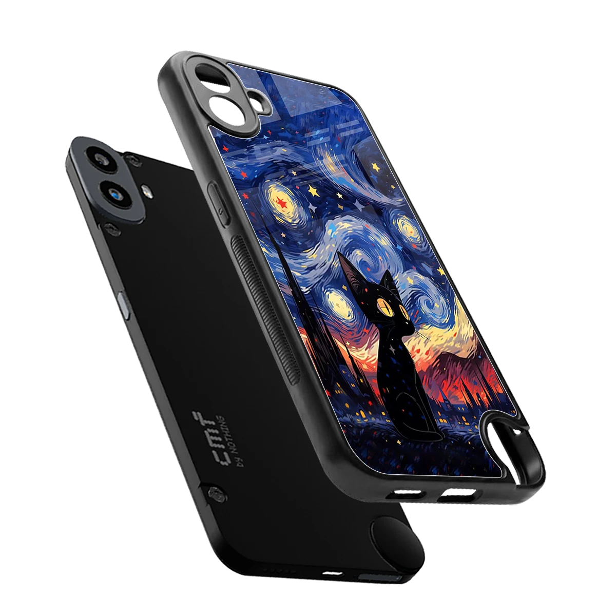 Starry Whiskers sleek cmf nothing phone 1 cover with tempered glass back and TPU edges
