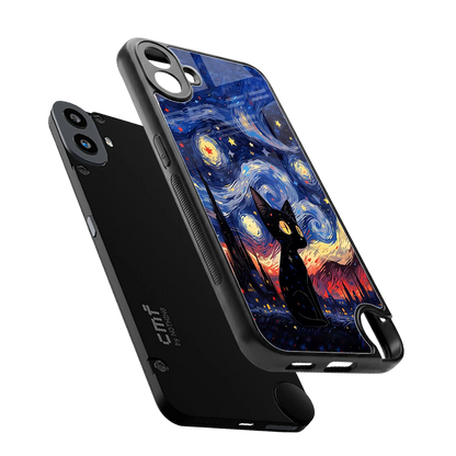 Starry Whiskers sleek cmf nothing phone 1 cover with tempered glass back and TPU edges