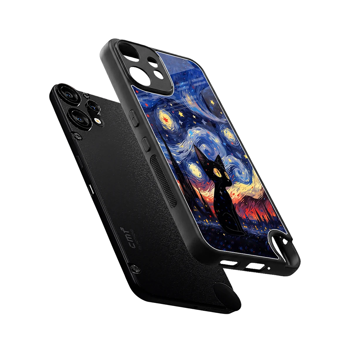 Starry Whiskers sleek cmf nothing phone 2 pro cover with tempered glass back and TPU edges