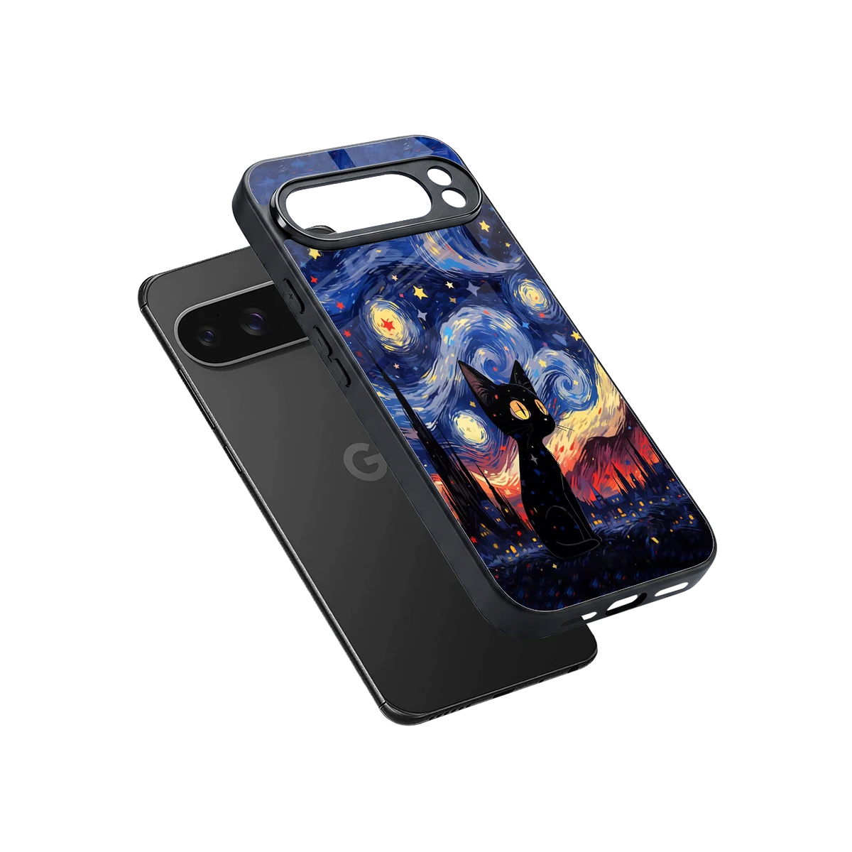 Starry Whiskers sleek google pixel 10 pro xl cover with tempered glass back and TPU edges