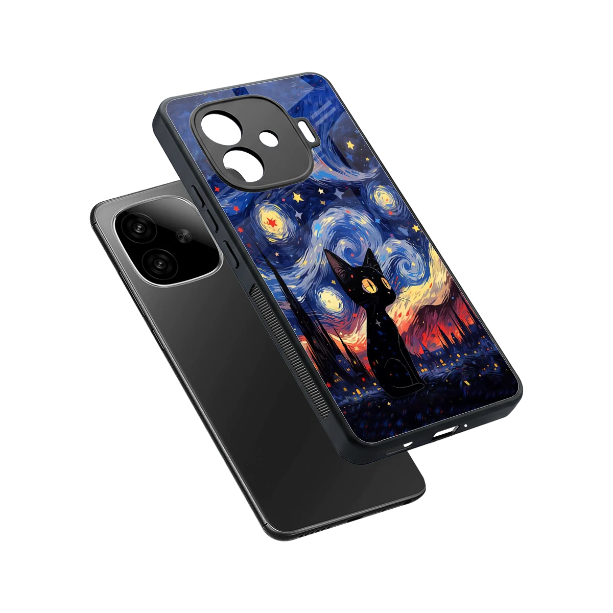 Starry Whiskers sleek iqoo neo 10r 5g cover with tempered glass back and TPU edges