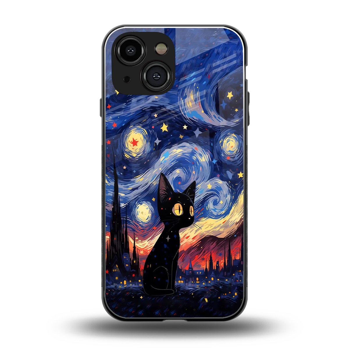 Starry Whiskers back phone cover | glass case for iphone 13 mini
