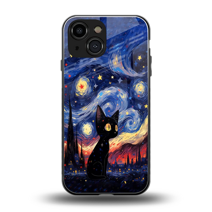 Starry Whiskers back phone cover | glass case for iphone 13 mini