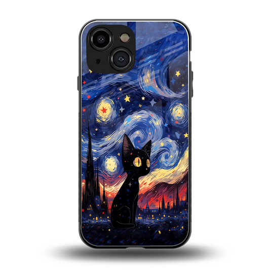 Starry Whiskers back phone cover | glass case for iphone 13 mini