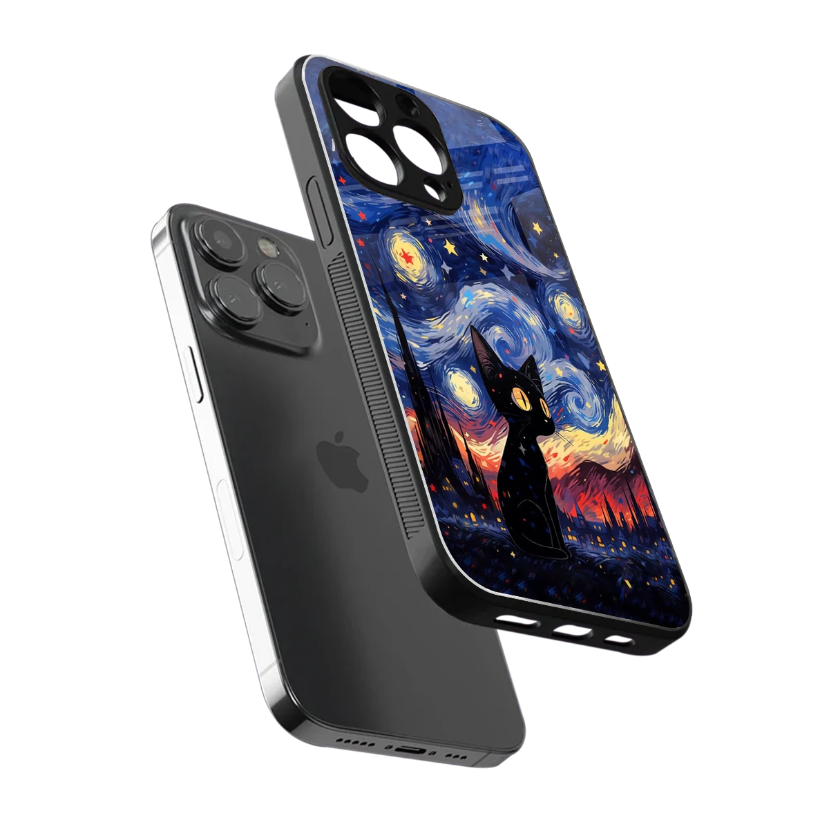 Starry Whiskers sleek iphone 13 pro max cover with tempered glass back and TPU edges