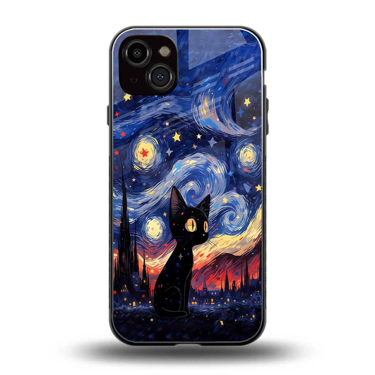 Starry Whiskers back phone cover | glass case for iphone 14 plus