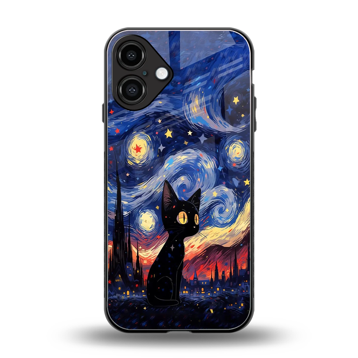 Starry Whiskers back phone cover | glass case for iphone 16 plus