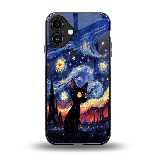 Starry Whiskers back phone cover | glass case for iphone 16 plus