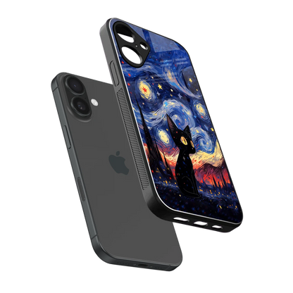 Starry Whiskers sleek iphone 16 plus cover with tempered glass back and TPU edges