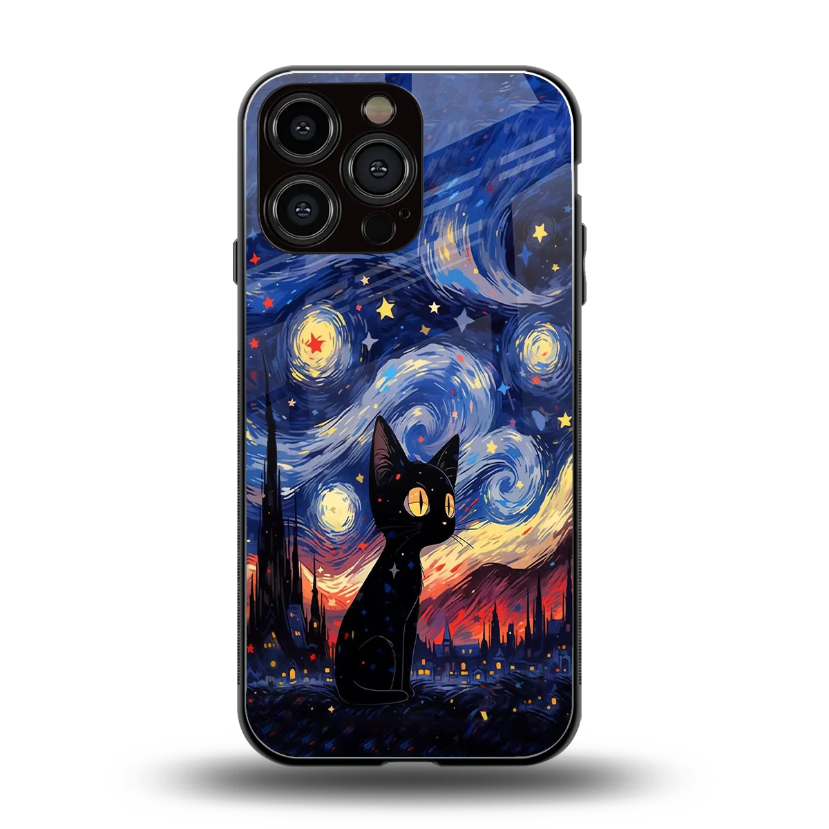 Starry Whiskers back phone cover | glass case for iphone 16 pro max