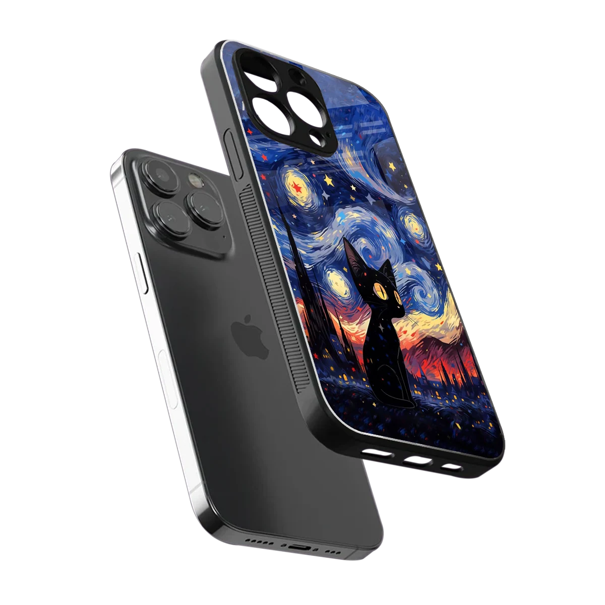 Starry Whiskers sleek iphone 16 pro max cover with tempered glass back and TPU edges