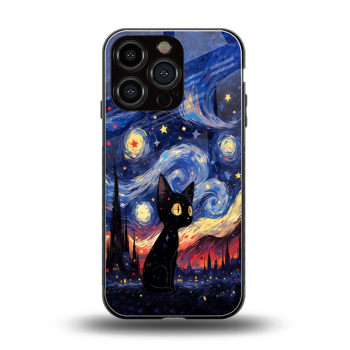 Starry Whiskers back phone cover | glass case for iphone 16 pro