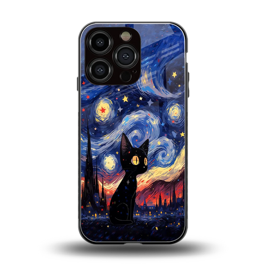 Starry Whiskers back phone cover | glass case for iphone 16 pro