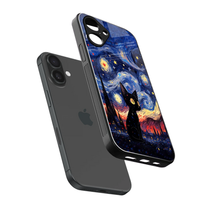Starry Whiskers sleek iPhone 16 cover with tempered glass back and TPU edges