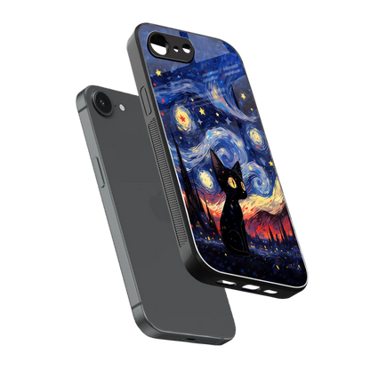 Starry Whiskers sleek iphone 16e cover with tempered glass back and TPU edges