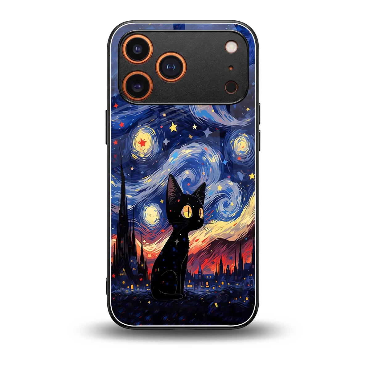 Starry Whiskers back phone cover | glass case for iphone 17 pro