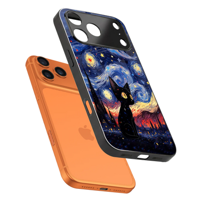 Starry Whiskers sleek iphone 17 pro cover with tempered glass back and TPU edges