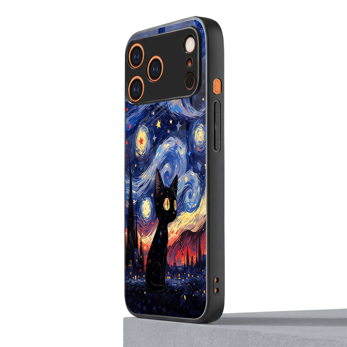 Starry Whiskers iphone 17 pro mobile cover | shockproof glass phone case